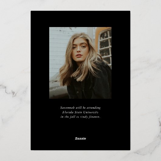 Trendy Modern Simple Script 2 Foto Abschluss Folieneinladung (Rückseite)