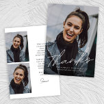 Trendy Modern Simple Script Drei Foto Abschluss Dankeskarte<br><div class="desc">Trendy Modern Simple Script Three Foto Abschluss Dankeschön Sie Card verfügt über ein Foto auf der Vorderseite und zwei Fotos auf der Rückseite zusammen mit Ihrem Dankeschön-Hinweis. Sie können die hintere leere verlassen,  wenn Sie lieber Zimmer,  um Ihre Notiz zu schreiben.</div>