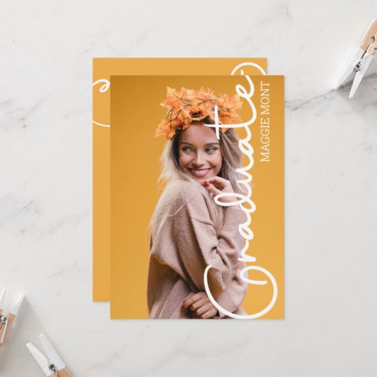 Trendy Modern Simple Script Foto Abschluss Invit Einladung (Vorderseite/Rückseite Beispiel)