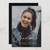 Trendy Modern Simple Script Foto Graduation Party Einladung (Vorne/Hinten)