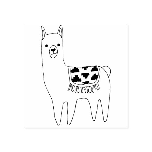 Trendy Modern Sketchy Aztec Llama Gummistempel (Prägung)