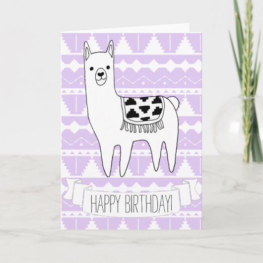 Trendy Modern Sketchy Aztec Llama Happy Birthday Karte (Vorderseite)