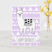 Trendy Modern Sketchy Aztec Llama Happy Birthday Karte (Gelbe Blume)