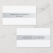 Trendy Modern Sleek Creative Silver White Schlicht Visitenkarte (Vorne/Hinten)