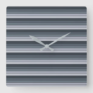 Trendy Modern Space Gray Stripes Quadratische Wanduhr