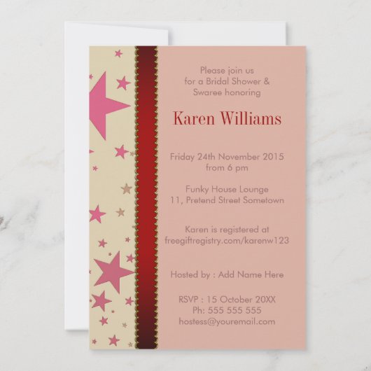 Trendy Modern Stars Brautparty Party Einladung (Rückseite)