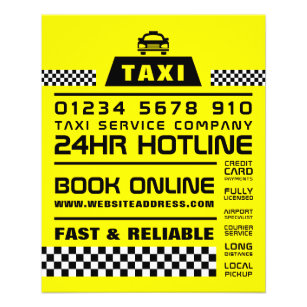 Trendy & Modern, Taxi Cab Firma mit Preisliste Flyer
