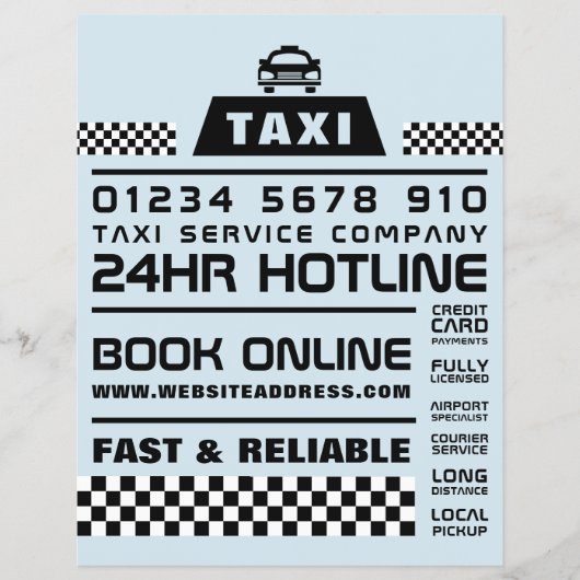 Trendy & Modern, Taxi Cab Firma mit Preisliste Flyer (Vorne)