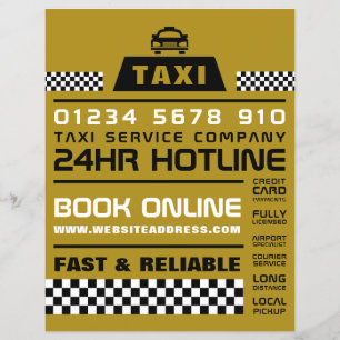 Trendy & Modern, Taxi Cab Firma mit Preisliste Flyer