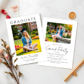 Trendy Modern Two Foto Graduation Party Einladung