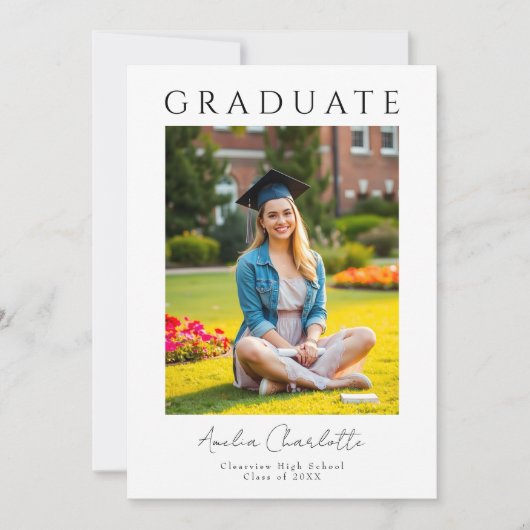 Trendy Modern Two Foto Graduation Party Einladung (Vorderseite)