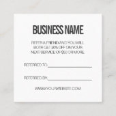 Trendy modern verweisen Sie einen Freund / eine Üb Quadratische Visitenkarte (Rückseite)