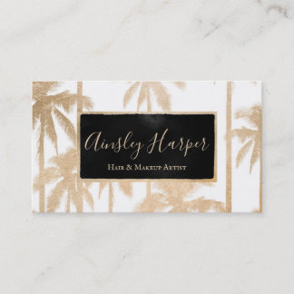 Trendy Modern White Gold Palm Tree Beruflich Visitenkarte