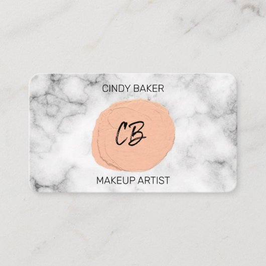 Trendy Modern White Marble Pink Makeup Artist Visitenkarte (Vorderseite)