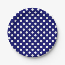 Trendy Modern White Polka Dots on Dark Navy Blue