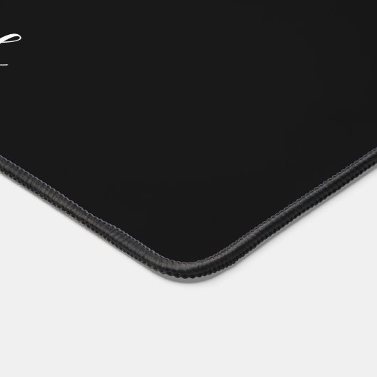 Trendy Modern White Script Name auf Black Desk Mat Schreibtischunterlage (Ecke)
