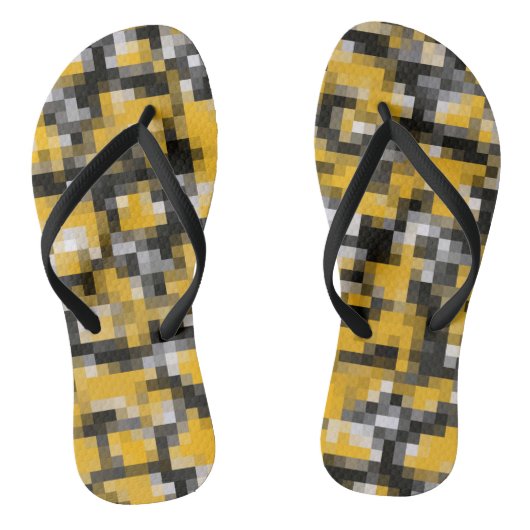 Trendy Modern Yellow Black Mosaik Muster Badesandalen (Fußbett)