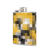 Trendy Modern Yellow Black Mosaik Muster Flachmann (Links)