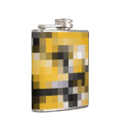 Trendy Modern Yellow Black Mosaik Muster Flachmann (Rechts)