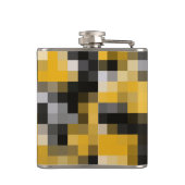 Trendy Modern Yellow Black Mosaik Muster Flachmann (Rückseite)