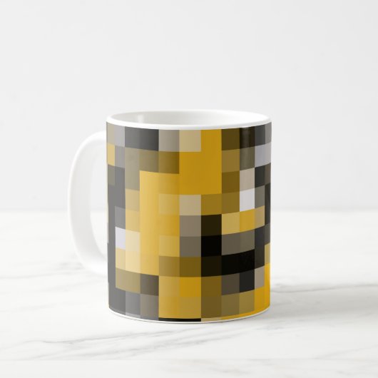 Trendy Modern Yellow Black Mosaik Muster Kaffeetasse (Vorderseite Links)