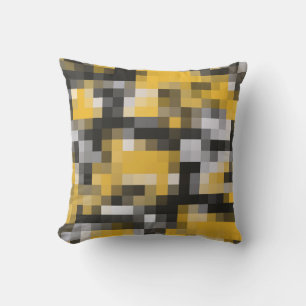 Trendy Modern Yellow Black Mosaik Muster Kissen Für Draußen
