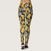 Trendy Modern Yellow Black Mosaik Muster Leggings (Rückseite)