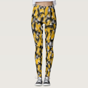 Trendy Modern Yellow Black Mosaik Muster Leggings