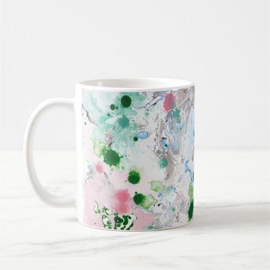 Trendy Moderne Abstrakt rosa blaue grüne Farben Kaffeetasse (Links)