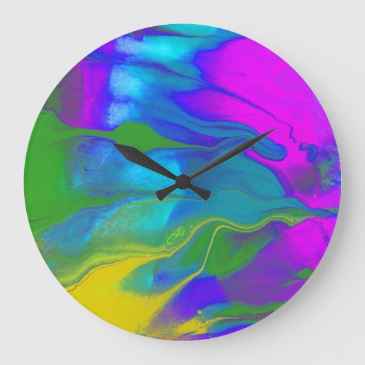 Trendy moderne abstrakte flüssige Farben Große Wanduhr (Vorderseite)