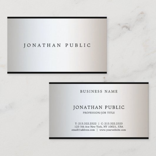 Trendy Moderne Beruflich Elegante Glamour Schlicht Visitenkarte (Vorne/Hinten)
