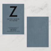 Trendy moderne, blau-graue Monogramm Visitenkarte (Vorne/Hinten)