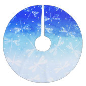 Trendy, moderne, blaue Omeletter und Libellen Polyester Weihnachtsbaumdecke (Vorderseite)