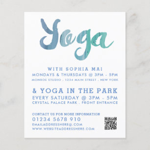 Trendy Moderne Blue Yoga Class Werbung Flyer