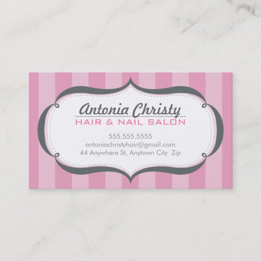 TRENDY moderne, breite Streifen pink grau Visitenkarte (Vorderseite)