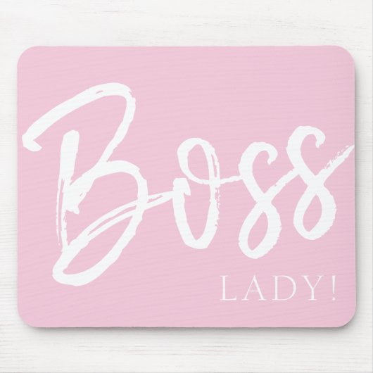 Trendy moderne Chefin Zitat-Skript rot Rosa Mousepad (Vorne)