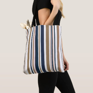 Trendy Moderne dunkelblaue und goldene Streifen Tasche