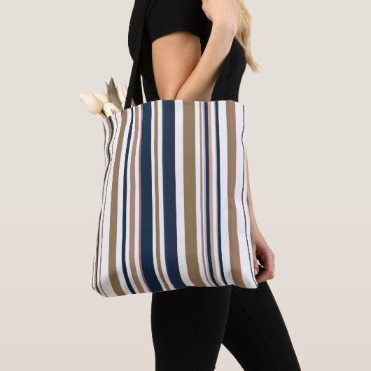 Trendy Moderne dunkelblaue und goldene Streifen Tasche (Von Nahem)