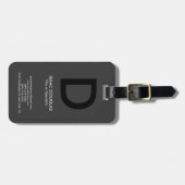 Trendy moderne, graue schwarze, fette Monogramm Gepäckanhänger (Vorderseite horizontal)