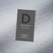 Trendy moderne, graue schwarze, fette Monogramm Magnetische Visitenkarte (Beispiel)