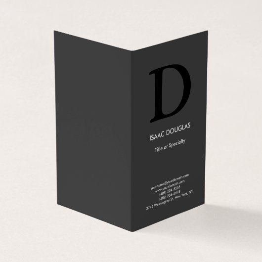 Trendy moderne, graue schwarze, fette Monogramm Visitenkarten (Vorderseite)