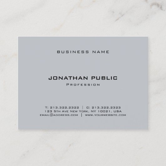 Trendy moderne Minimalistische graue Schablone Visitenkarte (Rückseite)