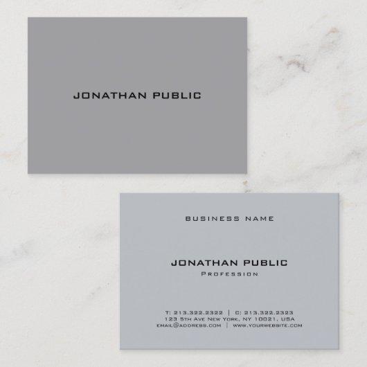 Trendy moderne Minimalistische graue Schablone Visitenkarte (Vorne/Hinten)