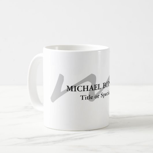 Trendy moderne Monogramm erste beruflich Kaffeetasse (Vorderseite Links)