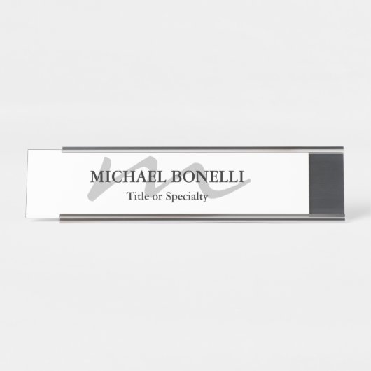 Trendy moderne Monogramm erste beruflich Schreibtischnamensplakette (Vorderseite )