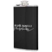 Trendy moderne Monogramm Erstschwarz beruflich Flachmann (Links)