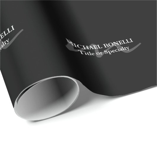 Trendy moderne Monogramm Erstschwarz beruflich Geschenkpapier (Rolleneckpunkt)
