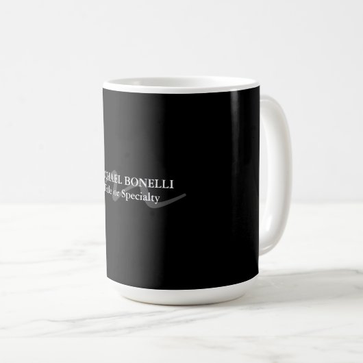 Trendy moderne Monogramm Erstschwarz beruflich Kaffeetasse (VorderseiteRechts)