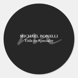 Trendy moderne Monogramm Erstschwarz beruflich Runder Aufkleber