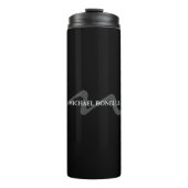 Trendy moderne Monogramm Erstschwarz beruflich Thermosbecher (Vorderseite)